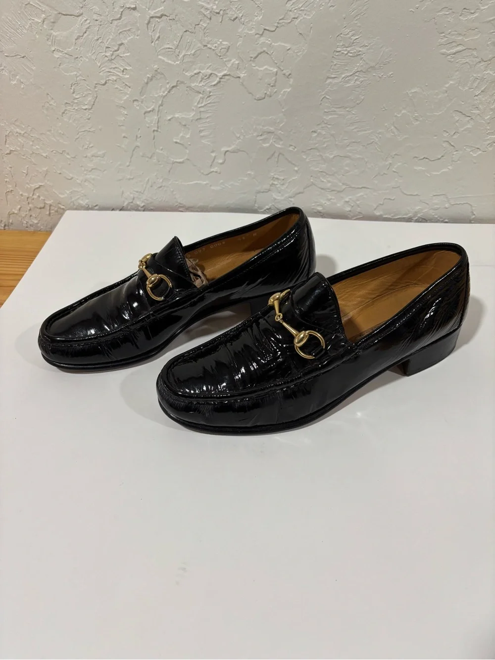 Gucci Black Patent Leather Horsebit Mens Loafers 9.5 US 43 M